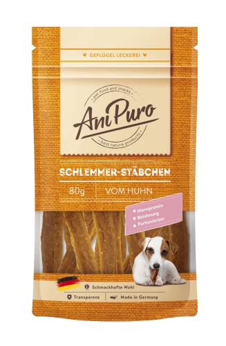 AniPuro 80g Schlemmer-Stäbchen vom Huhn, Belohnungssnack, hochwertig und getreidefrei, Leckerli aus nur Einer tierischen Proteinquelle, für große und kleine Hunde von Ani Puro