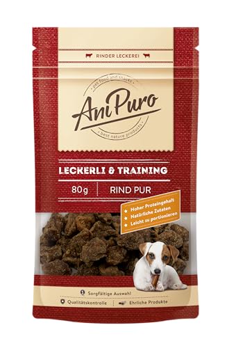 AniPuro LECKERLI & Training, Belohnungssnacks vom Rind, hochwertig und getreidefrei, Snack aus nur Einer tierischen Proteinquelle, für große und kleine Hunde, 80g von Ani Puro
