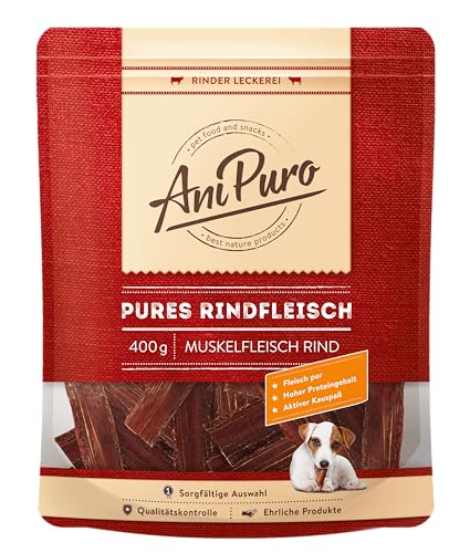 AniPuro PURES RINDFLEISCH, Leckerlis aus Rinderschlund, hochwertig und getreidefrei, Snack mit hohem Protein-Gehalt, für große und kleine Hunde, 400g von Ani Puro