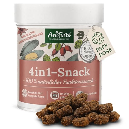 AniForte 4in1 Snack für Hunde 300g - Natürliche Rundumversorgung für Gelenke, Immunsystem, Verdauung, Fell & Haut, Magen & Darm, getreidefrei, bewährt mit Grünlippmuschelpulver, Inulin, Hagebutte von AniForte