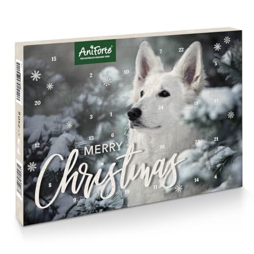 AniForte Adventskalender für Hunde 2024 - Natürliche Hundesnacks getreidefrei, Leckerli ohne Farb- & Konservierungsstoffe, Weihnachtskalender mit Zellstoff-Einlage von AniForte