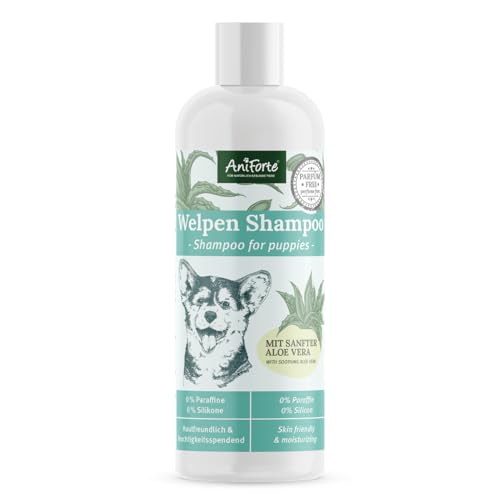 AniForte Aloe Vera Welpenshampoo für Hunde 200ml - Hundeshampoo mild & parfümfrei, Welpen Shampoo für Junghunde & empfindliche Hunde, für glänzendes & leicht kämmbares Fell von AniForte