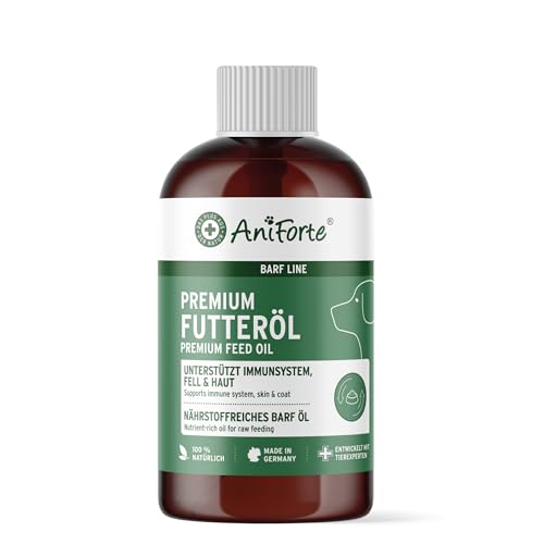 AniForte Barf Futteröl für Hunde 500ml– Natürliches, kaltgepresstes Premium Barf Öl, ideale Mischung reich an Omega 3 & Omega 6, artgerechter & ausgewogener Barf Zusatz von AniForte