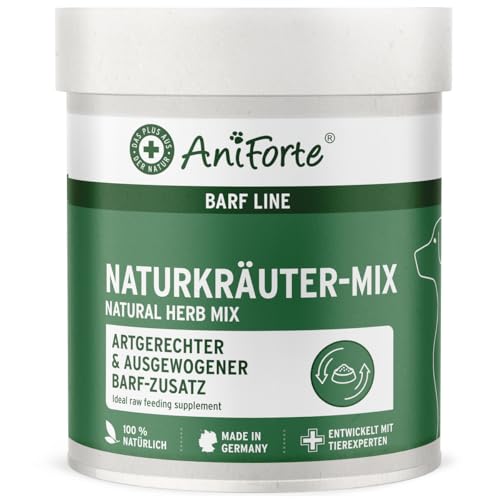 AniForte Barf Naturkräuter Mix für Hunde 250 g - Unterstützt Verdauung, optimiert Immunsystem, Kräuter für Hunde mit Enzymen, Chlorophyll & Vitaminen, Perfekter Barf Zusatz als Naturprodukt von AniForte