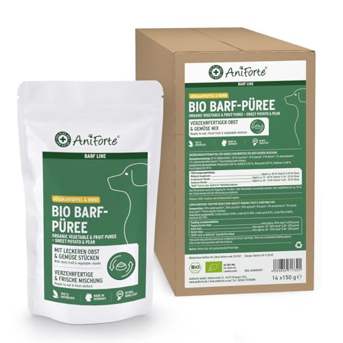 AniForte Barf-Püree Süßkartoffel & Birne - Bio Obst & Gemüse für Hunde 14x150 g - Futter-Topping zum Barfen, natürliche Barf Ergänzung AniForte Barf-Püree Süßkartoffel & Birne - Bio Obst & Gemüse für Hunde 14x150 g - Futter-Topping zum Barfen, natürliche Barf Ergänzung von AniForte