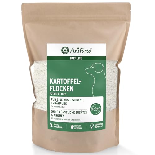 AniForte Barf Zusatz Hund Kartoffelflocken 1kg – Naturprodukt, Barf Hundefutter, getreidefrei, glutenfrei, Flocken für Hunde ohne künstliche Zusätze, Natur Hundeflocken, Kartoffelflocken für Hunde von AniForte