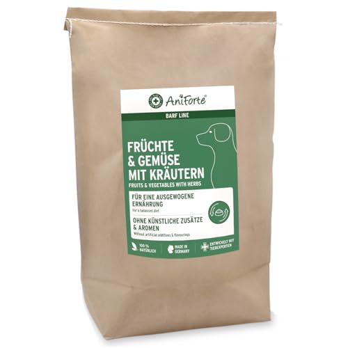 AniForte Barf Zusatz für Hunde Früchte und Gemüse mit Kräutern 5kg - Naturprodukt, Barf Ergänzungsfutter, glutenfrei, Flocken ohne künstliche Zusätze, 100% Natur Ergänzung barfen, Futter von AniForte