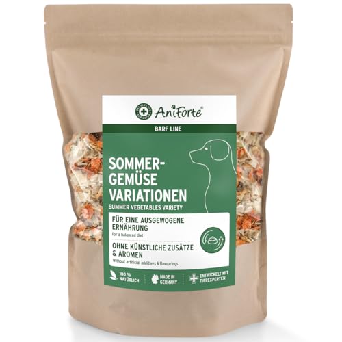 AniForte Barf Zusatz Hund Sommergemüse Variationen 1kg - 100% Natur Hundeflocken, Gemüseflocken Hunde getreidefrei & glutenfrei, Barf Hundefutter, Flockenfutter von AniForte