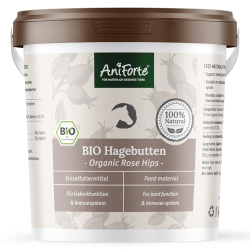 AniForte Bio Hagebutten für Pferde - getrocknete Früchte zur Unterstützung der Gelenkfunktion & Erhaltung des Immunsystems (1kg) von AniForte