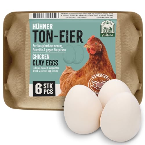 AniForte Toneier für Hühner 6 Stück – Bruteier, Gipseier Hühner, Naturgetreue Nesteier, Legeeier zur Bruthilfe, künstliche Hühnereier, Eier für Nestplatzbestimmung, Fake Egg, Ei Attrappe von AniForte