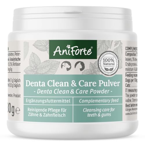AniForte Denta Clean & Care Zahnpflege Pulver für Hunde & Katzen 80g – effektive & natürliche Zahnreinigung, gegen Mundgeruch, Zahnsteinentferner für Mundhygiene von AniForte