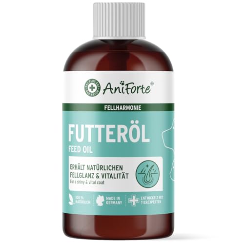 AniForte Fellharmonie Futteröl für Hunde & Katzen 500ml - Natürliche Fellpflege für seidig glänzendes Fell & Vitale Haut, Lachsöl, Nachtkerzenöl & Hanföl zum Barfen, mit Omega 3 & Omega 6 Fettsäuren von AniForte