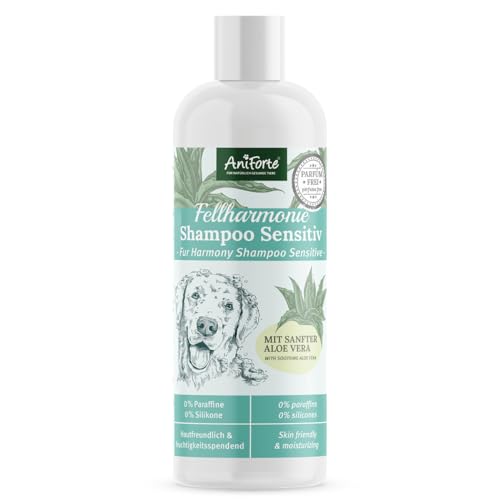 AniForte Fellharmonie Hundeshampoo Sensitiv mit Aloe Vera 200ml – Für leicht kämmbares Fell & Vitale Haut, Pflegeshampoo für Sensible Hunde, frei von Farbstoffen & Parfum von AniForte