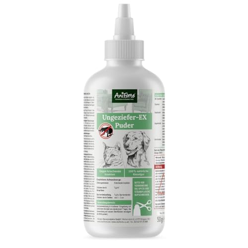 AniForte Floh-EX Pulver für Hunde & Katzen 250 ml - Effektive Abwehr gegen Flöhe und bei Floh-Befall, Diatomeernde & Kieselgur gegen Schädlinge & Parasiten von AniForte