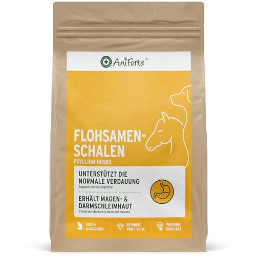 AniForte Indische Flohsamenschalen für Hunde, Katzen & Pferde 1kg - Reich an Ballaststoffen & Schleimstoffen, in Rohkost Qualität, Einzelfuttermittel von AniForte