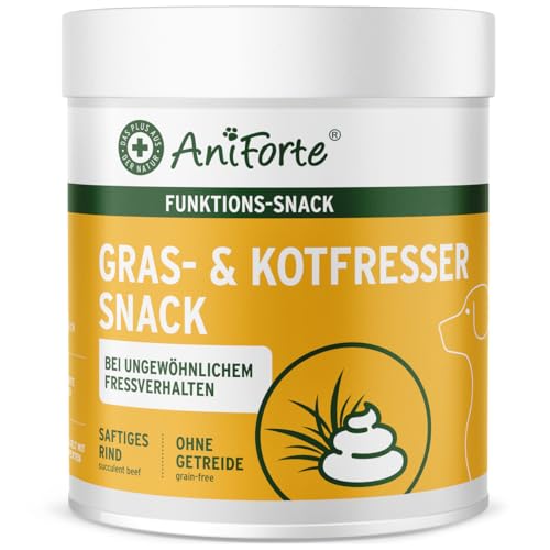 AniForte Gras- & Kotfresser Snack 300g für Hunde – bei Fressen von Gras & KOT, beruhigt den Magen, Grasfresser Drops mit Heilerde, Ulmenrinde, Flohsamen & Präbiotika, 100% natürlich von AniForte