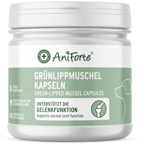 AniForte Grünlippmuschel Kapseln für Hunde 300 Stück - Grünlippmuschel Hund, Gelenktabletten mit Grünlippmuschelpulver in Vollfettqualität 10,2%, für Gelenke & Agilität von AniForte