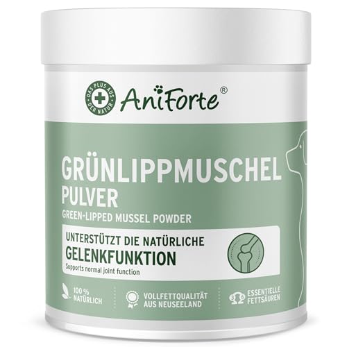 AniForte Grünlippmuschelpulver Hund 500g VERGLEICHSSIEGER 2023 - Naturprodukt für Gelenke & Gelenkfunktion, Grünlippmuschel Pulver Hund in Vollfettqualität mit hoher Akzeptanz von AniForte