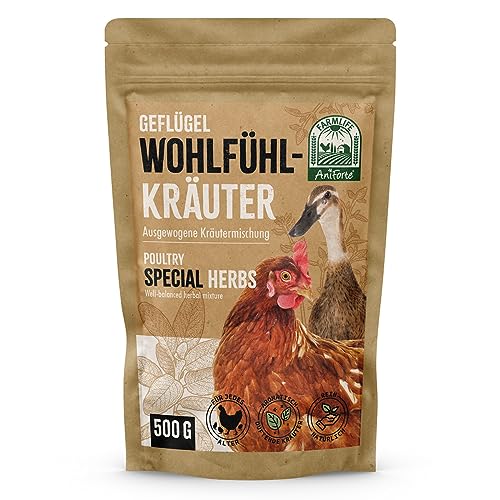 AniForte Wohlfühlkräuter für Hühner 500 g - Natürliche Kräuter für Geflügel unterstützen Immunsystem & Verdauung, Leckerchen für Hühner jeden Alters, mehr Vitalität von AniForte