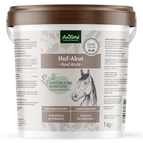 AniForte Huf-Akut Naturprodukt für Pferde 1kg - Kräutermischung zur Unterstützung vitaler Hufe & des Bewegungsapparates von Pferden, reich an Vitaminen & Vitalstoffen von AniForte