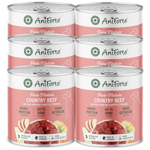 AniForte Hundefutter Nass CountryBeef 6 x 800g – Nassfutter für Hunde, Frisches Rind mit Gemüse & Früchten, hoher Fleischanteil, Natürliches Hundenassfutter getreidefrei von AniForte