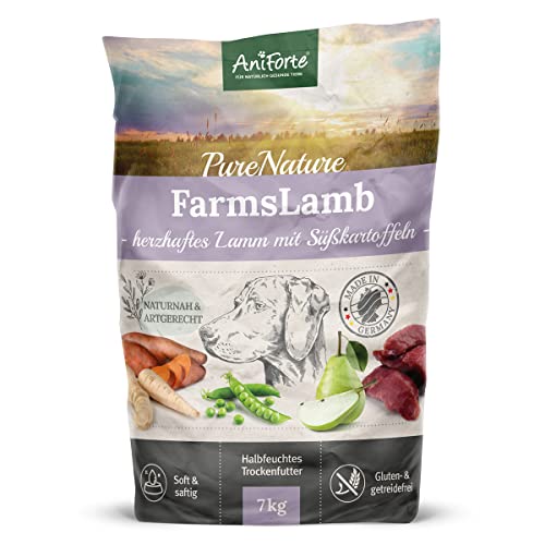 AniForte Lamm Trockenfutter für Hunde 7kg – Herzhaftes Lamm mit Süßkartoffeln & Vitaminen, Halbfeuchtes Trockenfutter, Hundefutter trocken getreidefrei & glutenfrei für Allergiker von AniForte