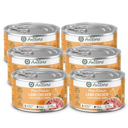 AniForte Land Chicken Nassfutter für Katzen 6 x 200 g – Natürliches Katzenfutter nass getreidefrei, viel frisches Huhn & Gemüse, Katzen Alleinfuttermittel, Katzennassfutter getreidefrei, Wet cat Food von AniForte