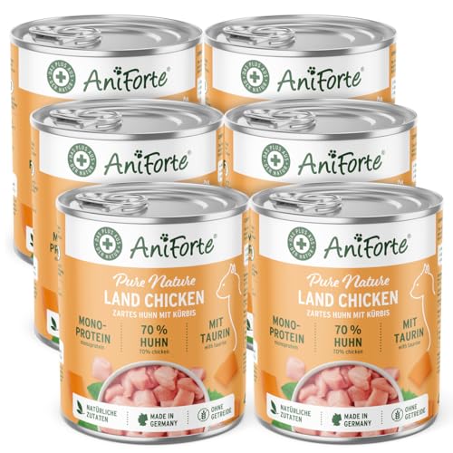 AniForte Land Chicken Nassfutter für Katzen 6 x 400 g – Natürliches Katzenfutter nass getreidefrei, viel frisches Huhn & Gemüse, Katzen Alleinfuttermittel, Katzennassfutter getreidefrei, Wet cat Food von AniForte