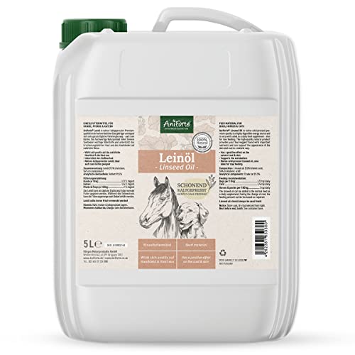 AniForte Leinöl für Pferde & Hunde 5 Liter - Kaltgepresst & nativ, reich an Omega 3 & Omega 6, Leinöl Hunde als Barf Zusatz von AniForte
