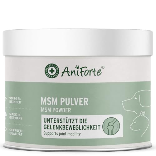 AniForte MSM Pulver für Hunde & Katzen 300 g – Hochreines Methylsulfonylmethan, Hochdosiert mit Reinheitsgrad 99,94%, organischer Schwefel für Tiere als Gelenkpulver, höchste Qualität von AniForte