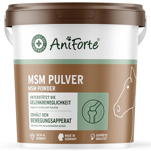 AniForte MSM Pulver für Pferde 1,5 kg – Hochreines Methylsulfonylmethan, Hochdosiert mit Reinheitsgrad 99,94%, organischer Schwefel als Gelenkpulver, höchste Qualität von AniForte