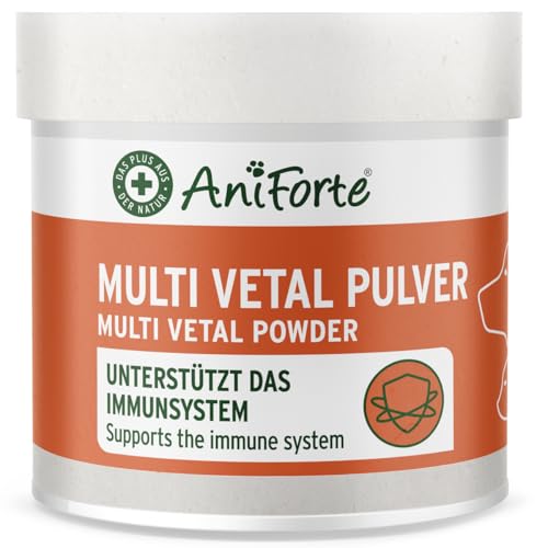 AniForte MultiVETAL Multivitamin Pulver für Hunde, Katzen 100g - Natürliche Vitamine, Mineralstoffe & Nährstoffe für eine optimale Versorgung, Unterstützung der natürlichen Abwehrkräfte von AniForte