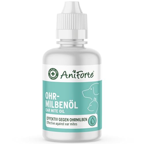 AniForte Ohrmilbenöl für Hunde, Katzen & Nagetiere 50ml – Ohrentropfen bei Juckreiz & Milben, Mittel bei Ohrmilben, Ohrenpflege & Ohrenreinigung von AniForte