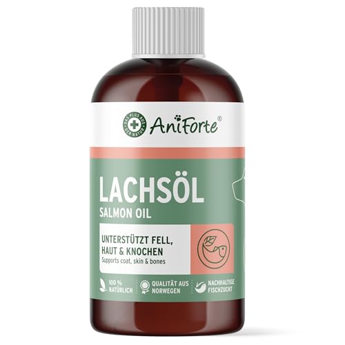 AniForte Lachsöl Hunde & Katzen 500ml – Natürlich & reich an Omega 3, in echter Lebensmittelqualität ohne Zusätze, frisch abgefüllt, Barf Ergänzung von AniForte