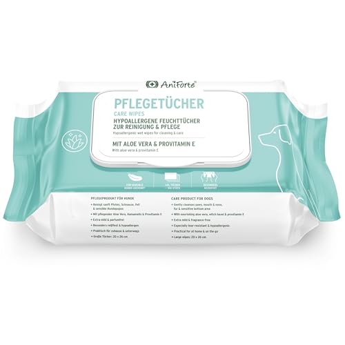 AniForte Pflegetücher für Hunde 100 Stück - XXL desodorierende Reinigungstücher mit Frischeverschluss, hypoallergen, mild, reißfest, natürliche Reinigung, Dog Wipes AniForte Pflegetücher für Hunde 100 Stück - XXL desodorierende Reinigungstücher mit Frischeverschluss, hypoallergen, mild, reißfest, natürliche Reinigung, Dog Wipes von AniForte