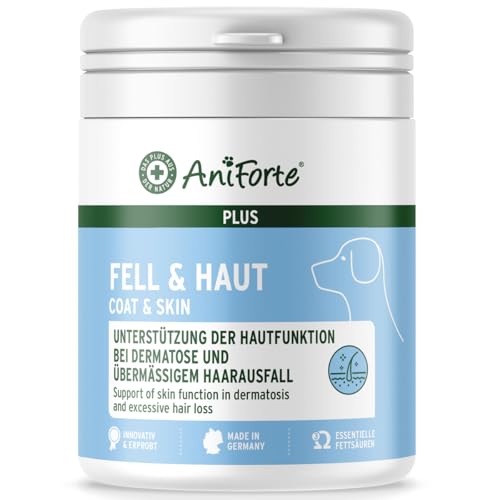 AniForte Plus Fell & Haut für Hunde 90 Tabletten - bei Dermatose & Haarausfall Hund, mit MSM & Biotin zur Unterstützung der Hautfunktion, Präbiotika bei Fellproblemen & Erkrankung der Haut von AniForte