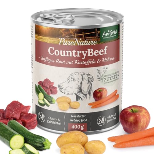AniForte Hundefutter Nass CountryBeef 6 x 400g – Getreidefreies Nassfutter für Hunde, Frisches Rind mit Gemüse & Früchten, hoher Fleischanteil von AniForte