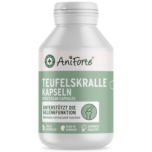 AniForte Teufelskralle Gelenk Kapseln für Hunde 100 Stück - Gelenktabletten als praktische Kapsel, 100% Naturprodukt Gelenke Pulver, Hohe Akzeptanz beim Hund von AniForte