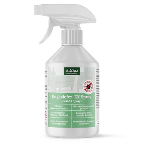 AniForte Ungeziefer-Ex Spray 500ml – Umgebungsspray bei akuten Befall gegen Mücken, Insekten, Milben, Läuse, Bettwanzen, Ungeziefer Spray für Zuhause, Hunde & Katzen Liegeplätze, Insektenspray Abwehr von AniForte