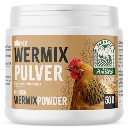 AniForte WermiX Pulver für Hühner, Gänse, Enten & Großvögel 50g – Natürliche Kräuter wie Wermut, Thymian & Salbei, seit 10 Jahren bewährte Alternative, Unterstützung durch Saponine, Bitterstoffe von AniForte