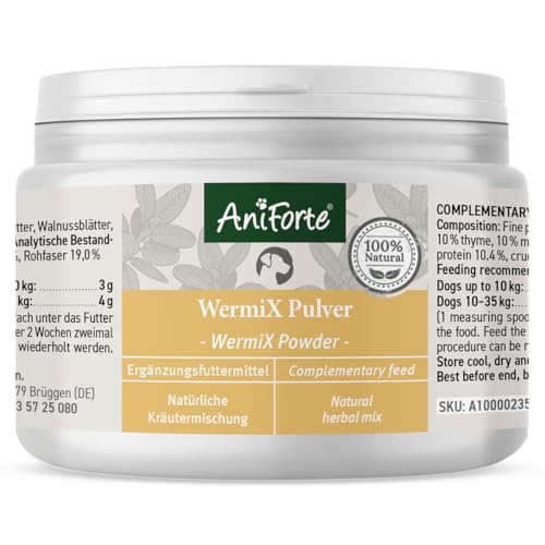 AniForte WermiX für Hunde 20g - Natürliche Kräuter, seit 10 Jahren bewährte Alternative, Unterstützung durch Saponine, Bitterstoffe, Thymian, Wermut & Salbei AniForte WermiX für Hunde 20g - Natürliche Kräuter, seit 10 Jahren bewährte Alternative, Unterstützung durch Saponine, Bitterstoffe, Thymian, Wermut & Salbei von AniForte