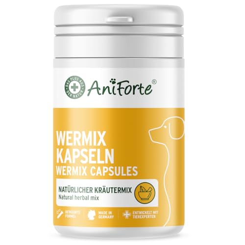 AniForte WermiX für Hunde Kapseln 50 Stück - Natürliche Inhaltsstoffe, seit 10 Jahren bewährte Alternative, Unterstützung durch Saponine, Bitterstoffe, Thymian, Wermut & Salbei AniForte WermiX für Hunde Kapseln 50 Stück - Natürliche Inhaltsstoffe, seit 10 Jahren bewährte Alternative, Unterstützung durch Saponine, Bitterstoffe, Thymian, Wermut & Salbei von AniForte