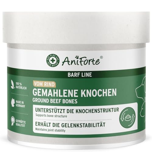 AniForte gemahlene Knochen bekannt als Fleischknochenmehl für Hunde und Katzen 500g - Natürliches Calcium für Knochenaufbau & Gelenke, Reines Knochenmehl vom Rind als Futter & Barf Ergänzung von AniForte