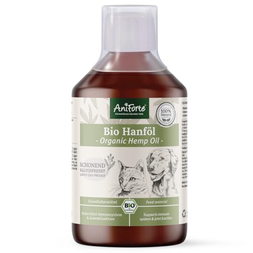 AniForte kaltgepresstes Bio Hanföl für Hunde & Katzen 500 ml - 100% reines Barf Öl als Zusatz, Premium Hanföl, Naturprodukt ohne Zusätze, Recyclebare Verpackung von AniForte