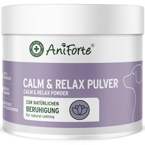 AniForte natürliche Beruhigung für Hunde Calm & Relax 100g - Natürliches Beruhigungsmittel zur Entspannung & Ruhe, Heilpflanzen bei Angst, Stress, Unruhe, Überreizung, Nervosität, Silvester & Reisen von AniForte