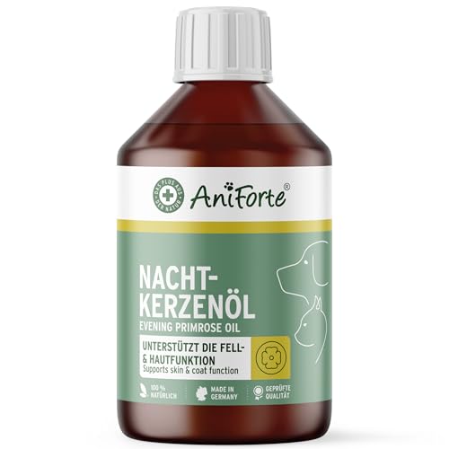 AniForte Nachtkerzenöl für Hunde und Katzen 250 ml – Naturöl für glänzendes Fell & Vitale Haut, mit Omega 6 & Omega 9 Fettsäuren, unterstützt Immunsystem, Barf Zusatz von AniForte