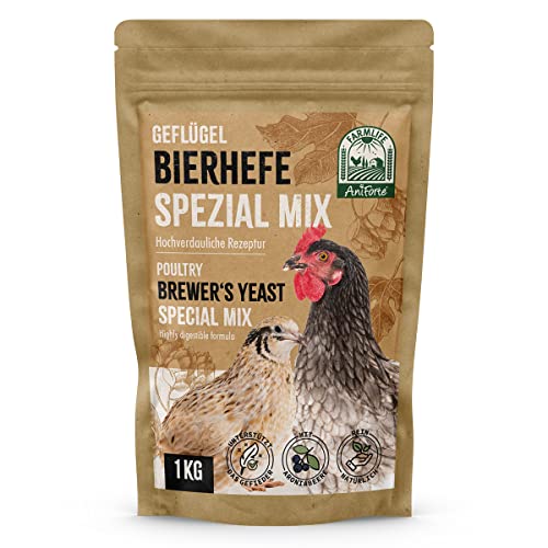 FarmLife Bierhefe für Hühner & Geflügel Spezial Mix 1kg – Natürliche Futterergänzung aus Bierhefe BT, Aroniabeere & Leinkuchenmehl, Unterstützt Verdauung, Haut & Federbildung FarmLife Bierhefe für Hühner & Geflügel Spezial Mix 1kg – Natürliche Futterergänzung aus Bierhefe BT, Aroniabeere & Leinkuchenmehl, Unterstützt Verdauung, Haut & Federbildung von AniForte