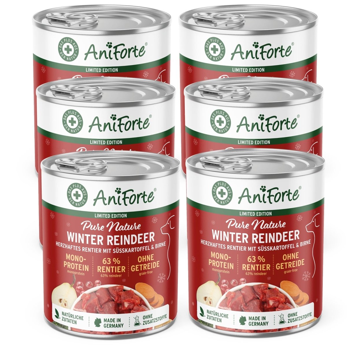 Nassfutter Winter Reindeer „Rentier mit Süßkartoffel, Birne & Hagebutte“ von AniForte