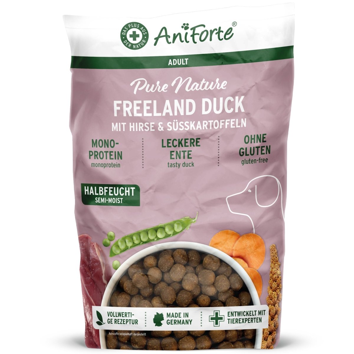 Halbfeuchtes Trockenfutter Freeland Duck – Leckere Ente von AniForte