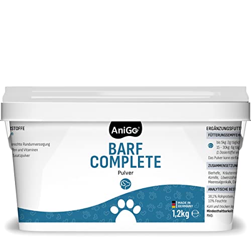 AniGo Barf Complete - Hund Pulver 1,2kg, Barfen für Hunde, Barf Zusatz Hund komplett, Barf Pulver Hund, Mineralien, Hunde Vitamine, Barf Hund von AniGo